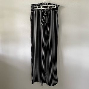 VICI Worlds Apart Pocketed Wide Leg Tie Pants Black White Small
